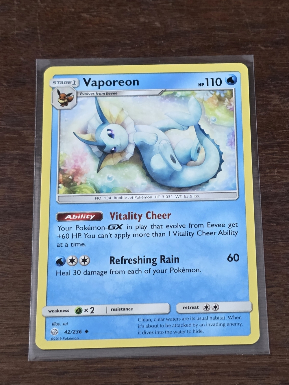Pokemon TCG Vaporeon #42 - Cosmic Eclipse - Non Holo 42/236 Card